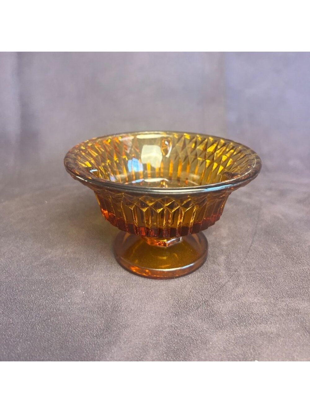 Vintage Indiana Glass Amber Diamond Point Fairy Lamp Base Pedestal Only